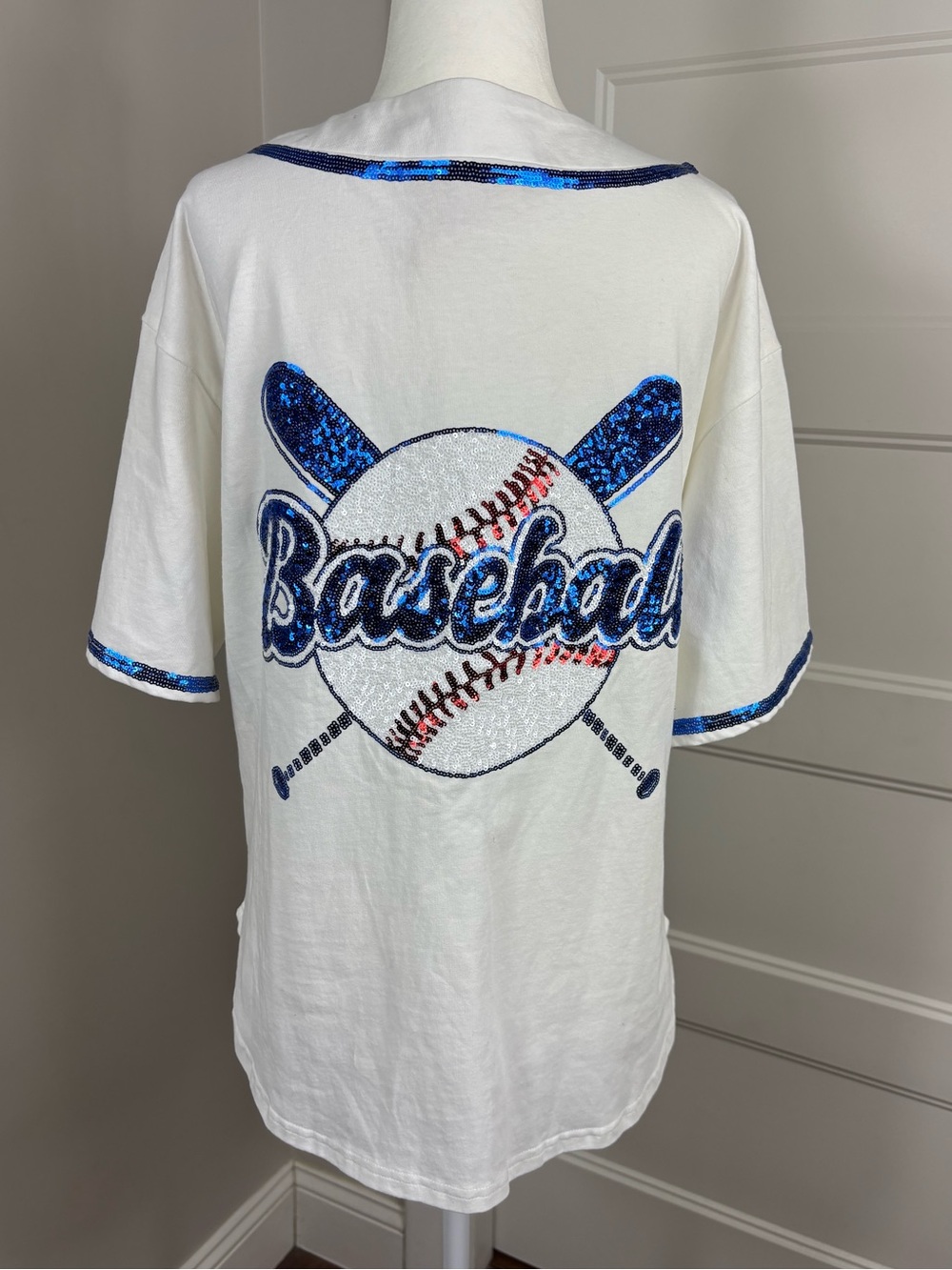 Fantastic Fawn Sequins Baseball Jersey Tee Size S